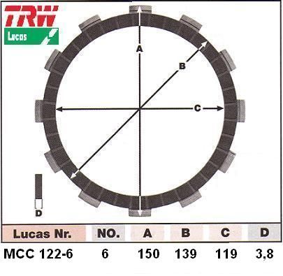 Феродови дискове за съединител комплект за VF750C Magna / VT750C Shadow TRW MCC122-6